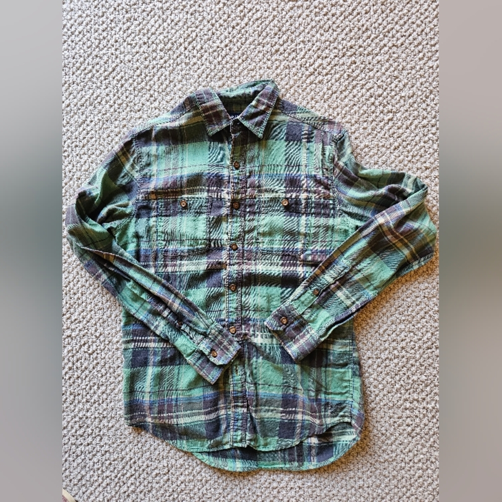 American Eagle Outfitters Prep Fit Plaid Flannel Men's XS Green